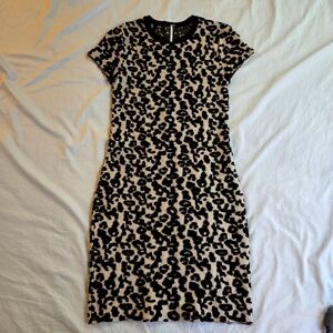 Free People Leopard Cheetah Print Sweater Bodycon Mini Dress